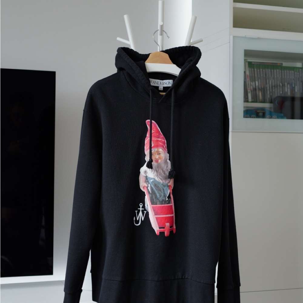 JW ANDERSON Black Hoodie with Gnome Motif